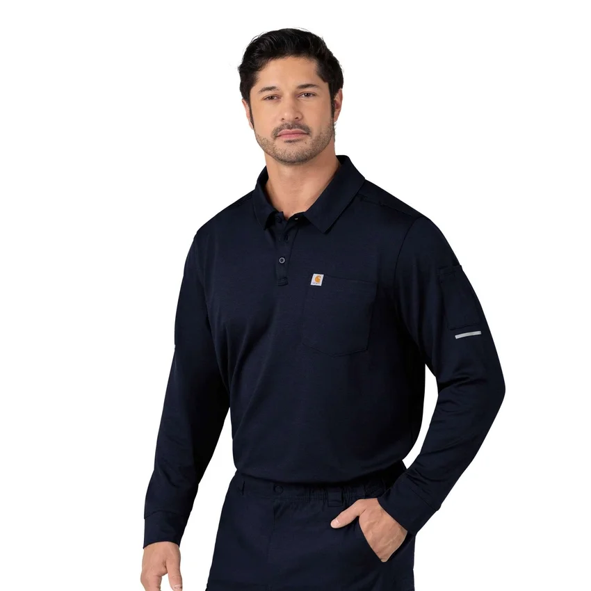 Rugged Flex® Rscu Ağır Dokuma Uzun Kolluklu Polo Scrub Üst