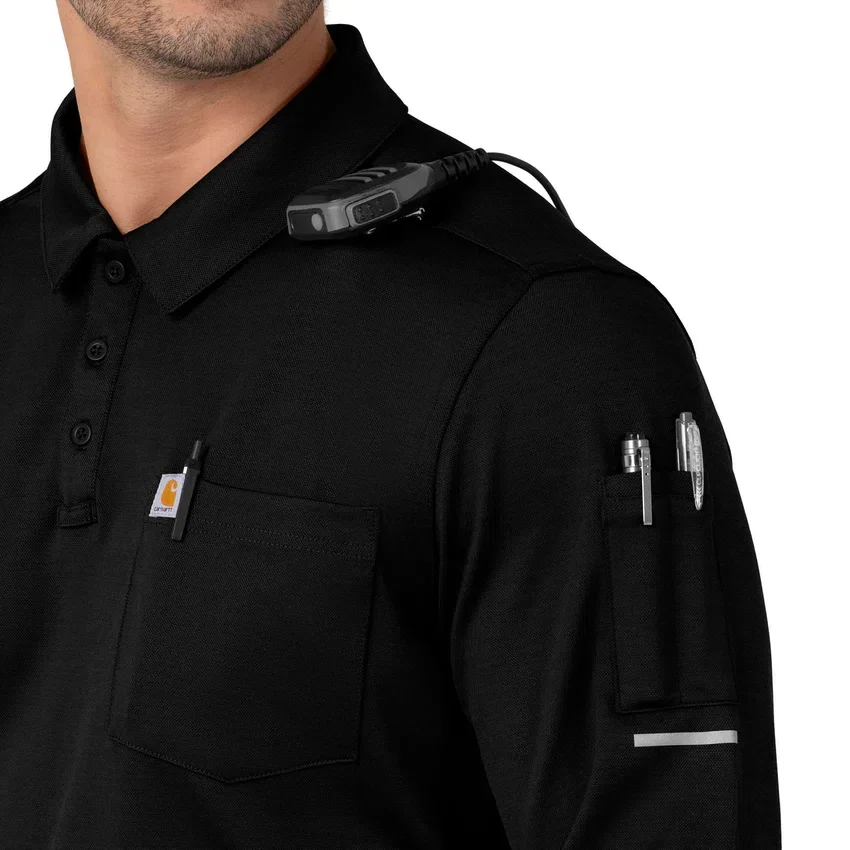 Rugged Flex® Rscu Ağır Dokuma Uzun Kolluklu Polo Scrub Üst