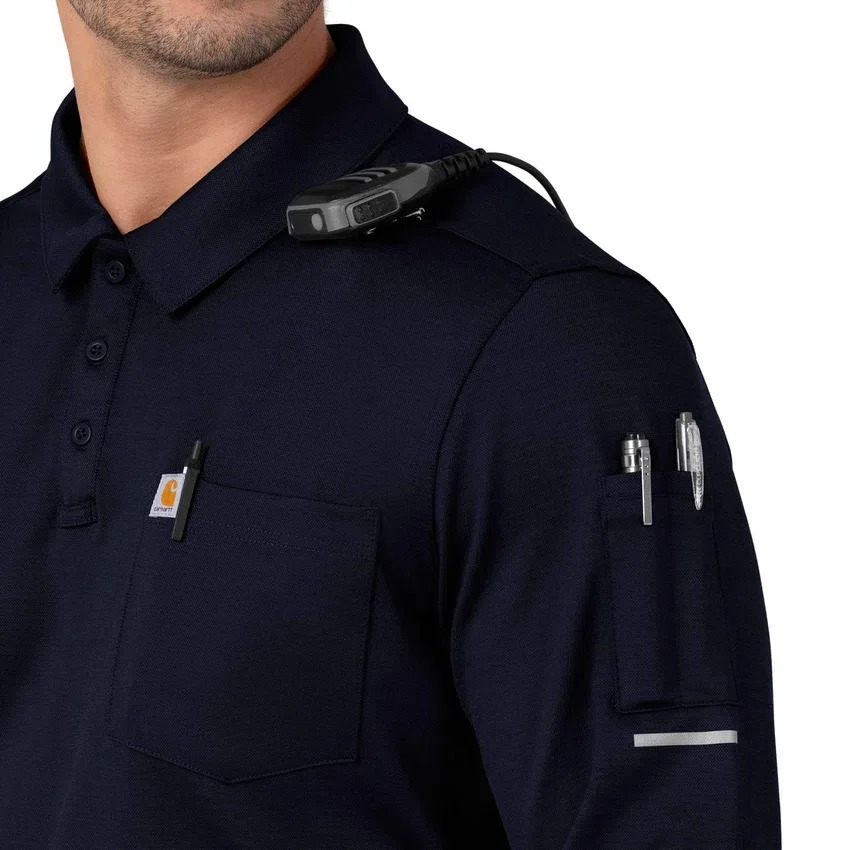 Rugged Flex® Rscu Ağır Dokuma Uzun Kolluklu Polo Scrub Üst
