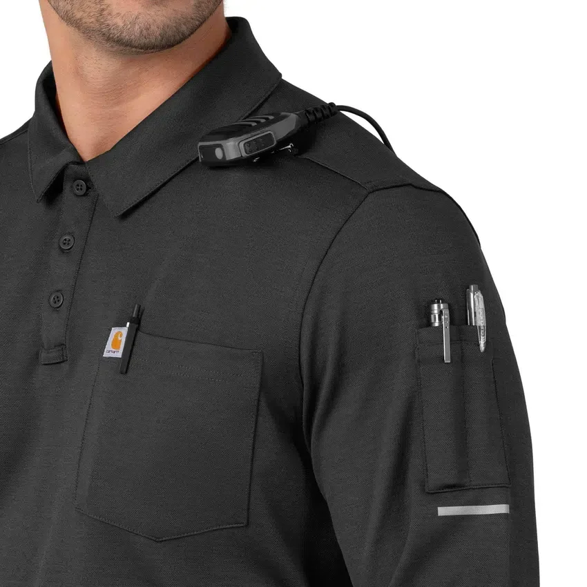 Rugged Flex® Rscu Ağır Dokuma Uzun Kolluklu Polo Scrub Üst