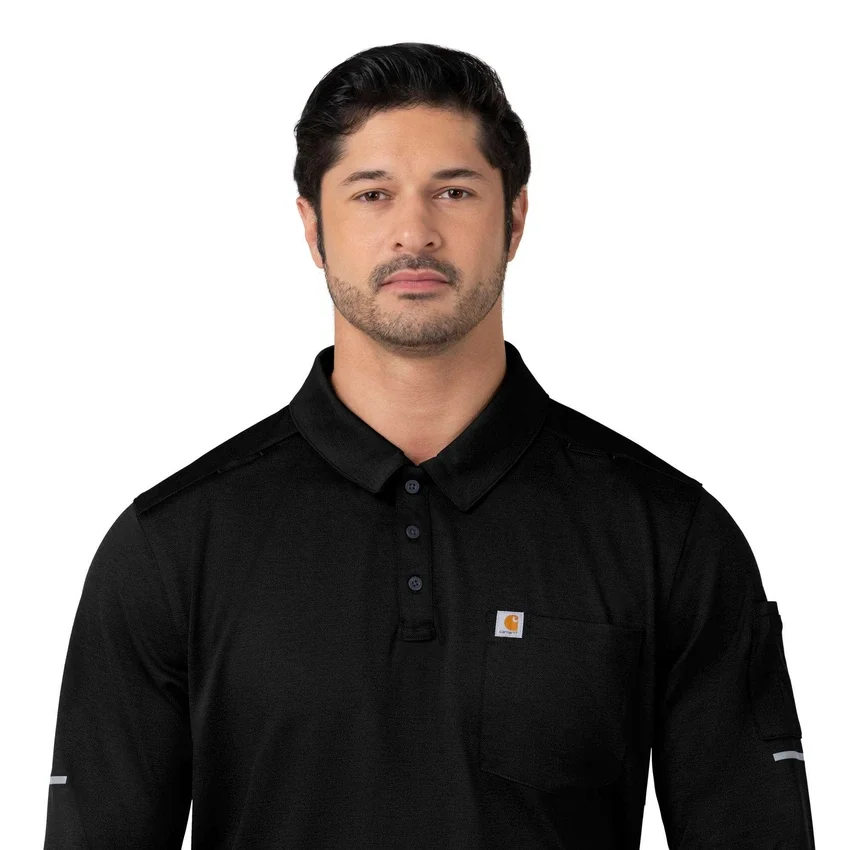 Rugged Flex® Rscu Ağır Dokuma Uzun Kolluklu Polo Scrub Üst