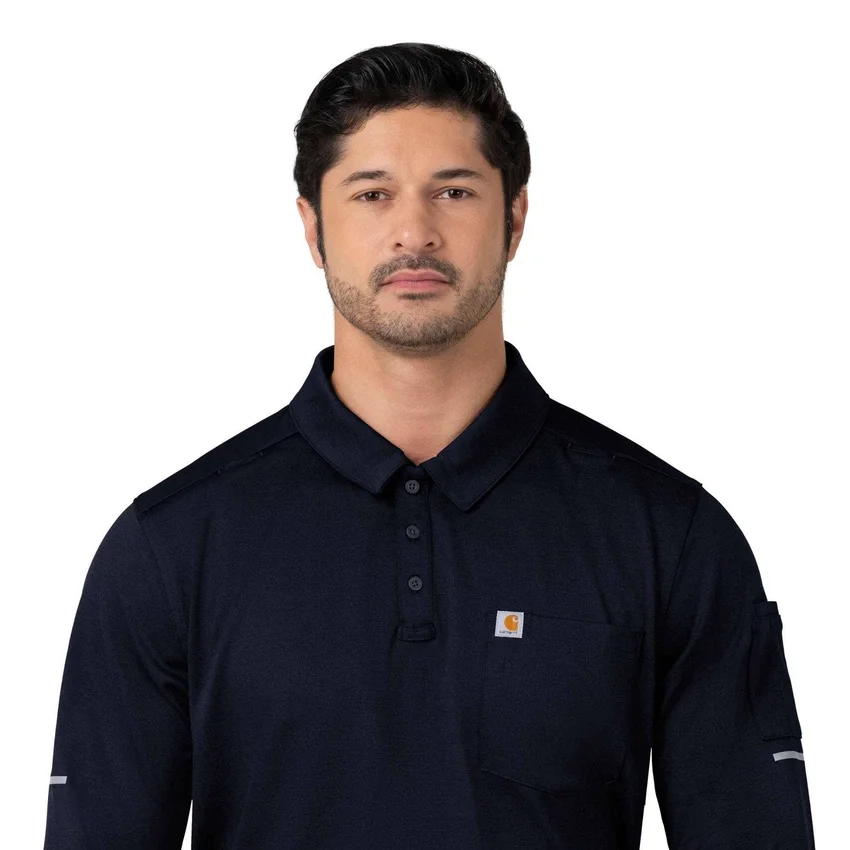 Rugged Flex® Rscu Ağır Dokuma Uzun Kolluklu Polo Scrub Üst