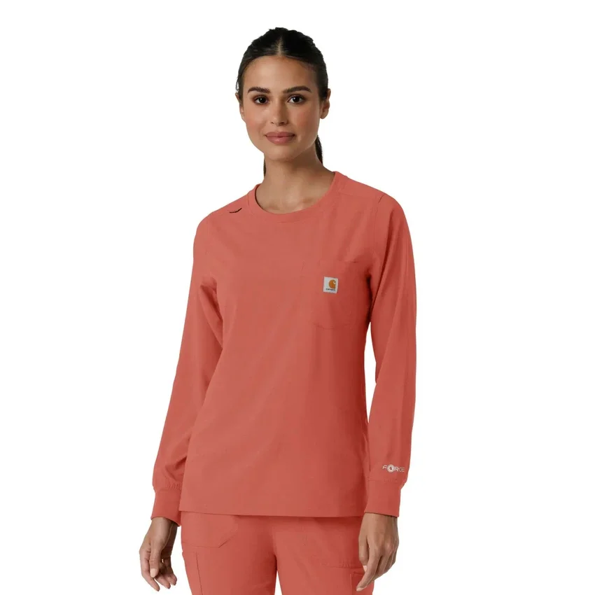 Women's Force Cross-Flex Yuvarlak Yaka Uzun Kolluklarlı Scrub Üst