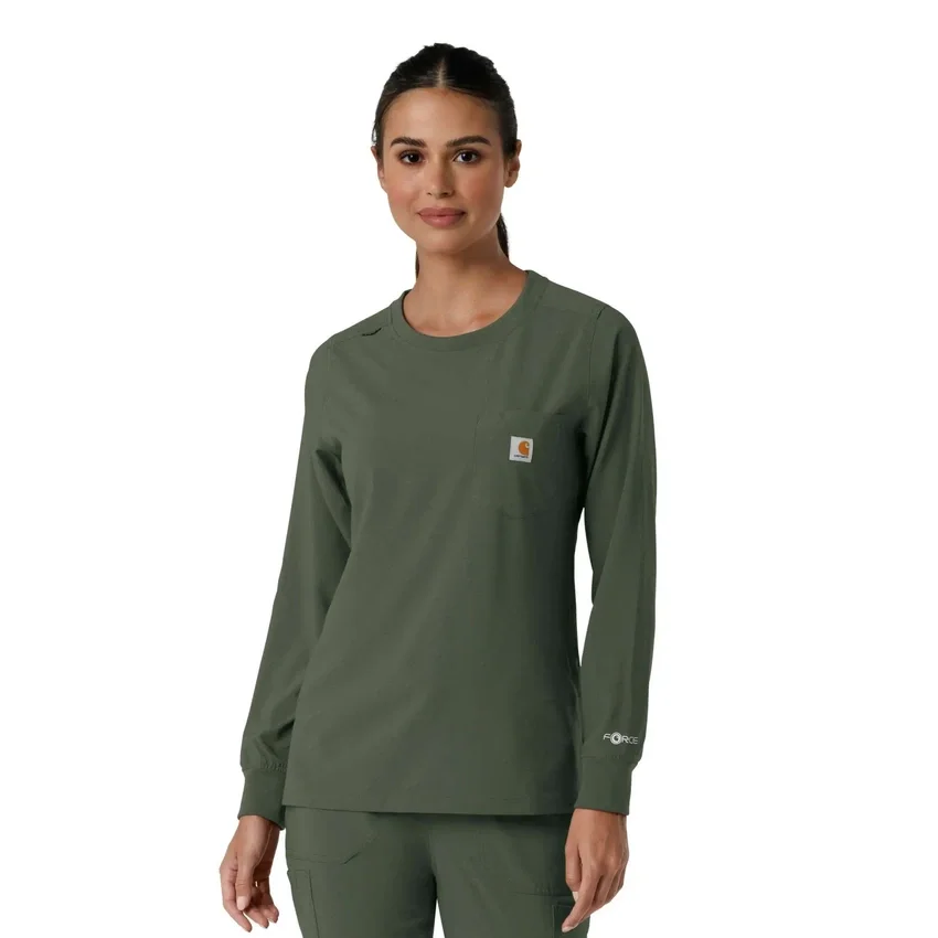 Women's Force Cross-Flex Yuvarlak Yaka Uzun Kolluklarlı Scrub Üst