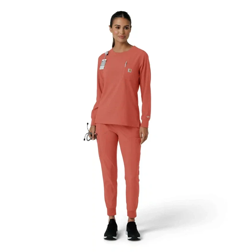 Women's Force Cross-Flex Yuvarlak Yaka Uzun Kolluklarlı Scrub Üst