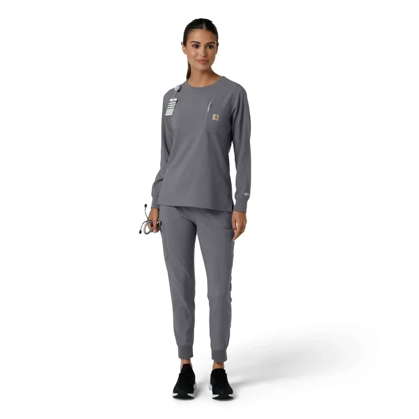 Women's Force Cross-Flex Yuvarlak Yaka Uzun Kolluklarlı Scrub Üst