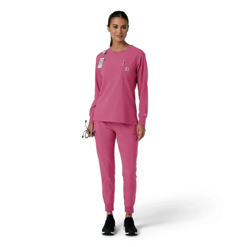 Women's Force Cross-Flex Yuvarlak Yaka Uzun Kolluklarlı Scrub Üst