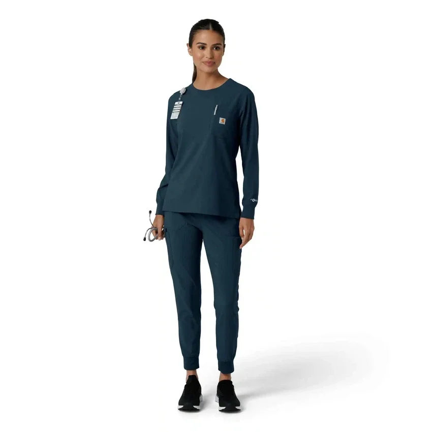 Women's Force Cross-Flex Yuvarlak Yaka Uzun Kolluklarlı Scrub Üst