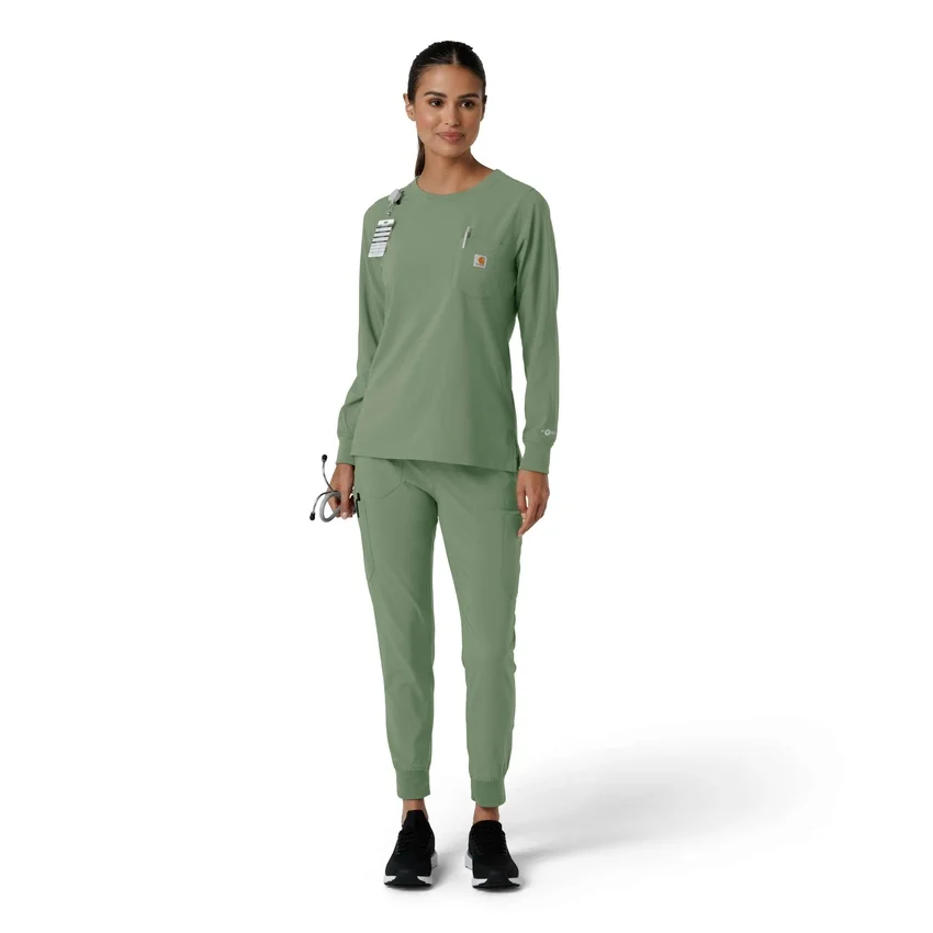 Women's Force Cross-Flex Yuvarlak Yaka Uzun Kolluklarlı Scrub Üst