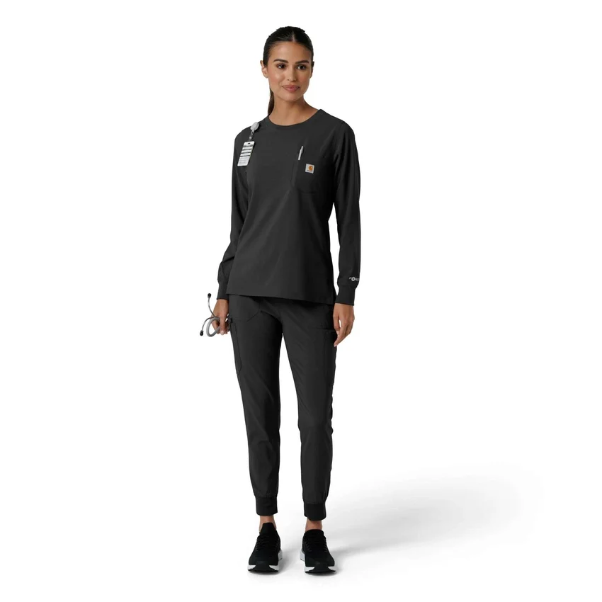 Women's Force Cross-Flex Yuvarlak Yaka Uzun Kolluklarlı Scrub Üst