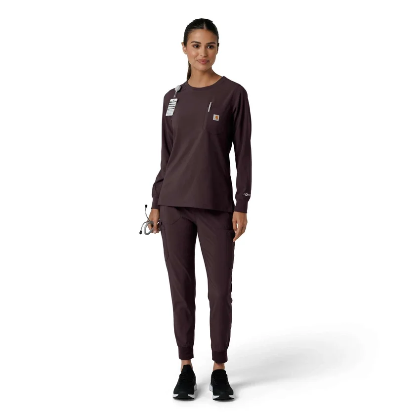 Women's Force Cross-Flex Yuvarlak Yaka Uzun Kolluklarlı Scrub Üst