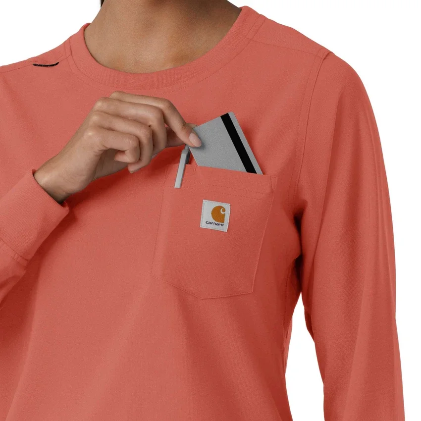 Women's Force Cross-Flex Yuvarlak Yaka Uzun Kolluklarlı Scrub Üst